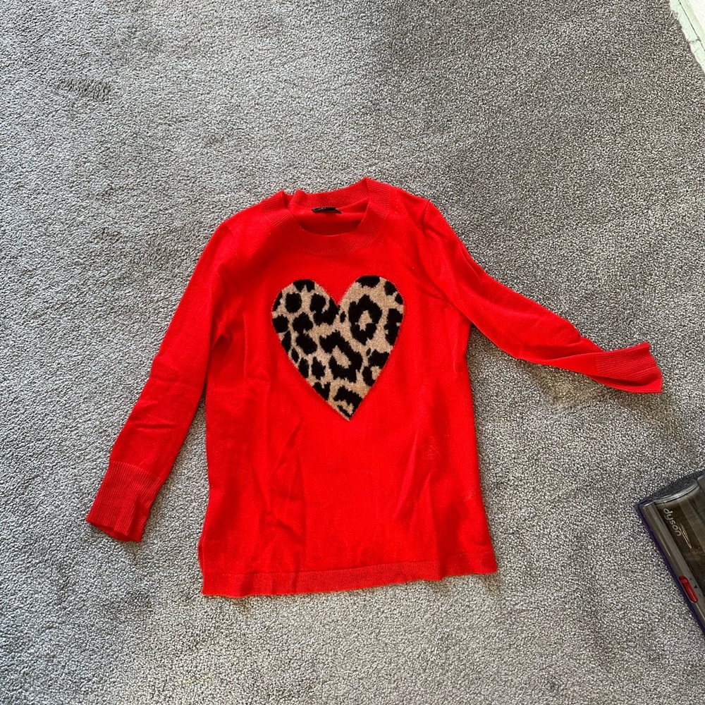 COPY - J. Crew cashmere heart leopard sweater